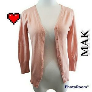 MAK Women's Peach Cardigan, Size Small.  Gently used*